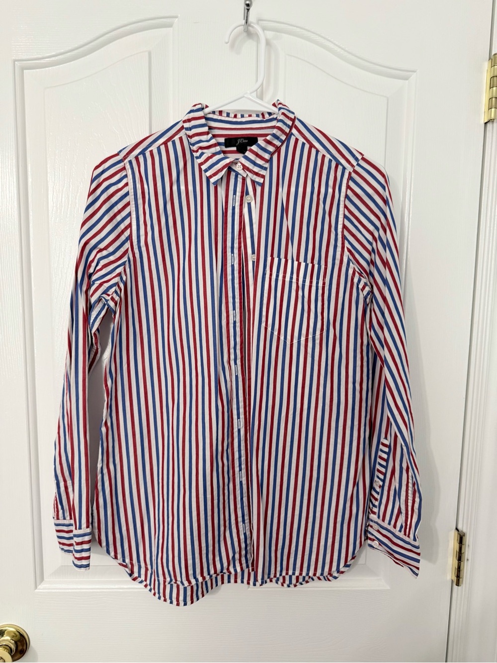 J. Crew women’s Red & Blue Stripe Button-Up Shirt